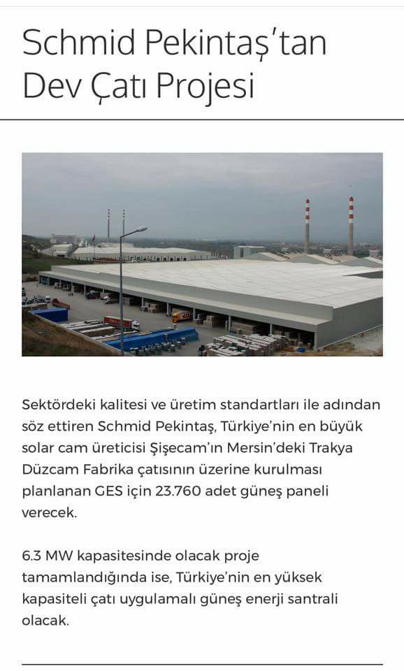  Schmid Pekintaş dan dev çatı projesi